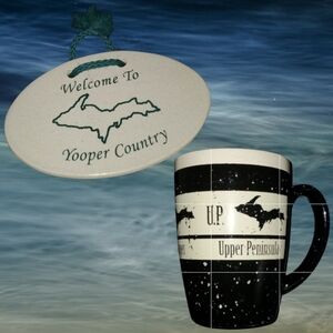 Black and White Upper Peninsula Mug